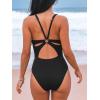imageCUPSHE Womens One Piece Swimsuit Deep V Neck Keyhole Cutout O Ring Textured Bathing SuitBlack