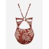 imageCUPSHE Womens One Piece Swimsuit Deep V Neck Keyhole Cutout O Ring Textured Bathing SuitBrownTropical
