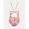 imageCUPSHE Womens One Piece Swimsuit Deep V Neck Keyhole Cutout O Ring Textured Bathing SuitMulti ColorFloral