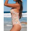 imageCUPSHE Womens One Piece Swimsuit Plunging V Neck Bathing Suit Crisscross Back Tie Slimming Sculpting Color BlockBeigeDitsy Floral