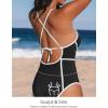 imageCUPSHE Womens One Piece Swimsuit Plunging V Neck Bathing Suit Crisscross Back Tie Slimming Sculpting Color BlockBlackWhite