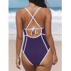 imageCUPSHE Womens One Piece Swimsuit Plunging V Neck Bathing Suit Crisscross Back Tie Slimming Sculpting Color BlockBlackberry
