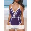 imageCUPSHE Womens One Piece Swimsuit Plunging V Neck Bathing Suit Crisscross Back Tie Slimming Sculpting Color BlockBlackberry