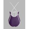 imageCUPSHE Womens One Piece Swimsuit Plunging V Neck Bathing Suit Crisscross Back Tie Slimming Sculpting Color BlockBlackberry