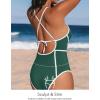 imageCUPSHE Womens One Piece Swimsuit Plunging V Neck Bathing Suit Crisscross Back Tie Slimming Sculpting Color BlockGreenWhite