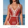 imageCUPSHE Womens One Piece Swimsuit Plunging V Neck Bathing Suit Crisscross Back Tie Slimming Sculpting Color BlockRedWhite