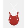 imageCUPSHE Womens One Piece Swimsuit Plunging V Neck Bathing Suit Crisscross Back Tie Slimming Sculpting Color BlockRedWhite