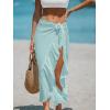 imageCUPSHE Womens Sarong Cover Ups Swimsuit Wrap Skirt Self Tie Beach Cover Up Ruffle Wraps One SizeLight Cyan