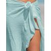 imageCUPSHE Womens Sarong Cover Ups Swimsuit Wrap Skirt Self Tie Beach Cover Up Ruffle Wraps One SizeLight Cyan