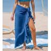 imageCUPSHE Womens Sarong Cover Ups Swimsuit Wrap Skirt Self Tie Beach Cover Up Ruffle Wraps One SizeRoyal Blue