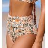 imageCUPSHE Womens Swimsuit Bikini Bottom High Waisted Bathing Suit Ruched Full CoverageApricotFloral
