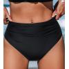 imageCUPSHE Womens Swimsuit Bikini Bottom High Waisted Bathing Suit Ruched Full CoverageBlack