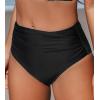 imageCUPSHE Womens Swimsuit Bikini Bottom High Waisted Bathing Suit Ruched Full CoverageBlack