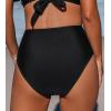 imageCUPSHE Womens Swimsuit Bikini Bottom High Waisted Bathing Suit Ruched Full CoverageBlack