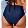 imageCUPSHE Womens Swimsuit Bikini Bottom High Waisted Bathing Suit Ruched Full CoverageNavy Blue