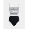 imageCUPSHE Womens Tankini Sets Square Neck Elastic High Waisted Two Piece Bathing Suits Adjustable Straps SwimwearBlackStriped