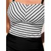 imageCUPSHE Womens Tankini Sets Square Neck Elastic High Waisted Two Piece Bathing Suits Adjustable Straps SwimwearBlackStriped
