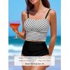 imageCUPSHE Womens Tankini Sets Square Neck Elastic High Waisted Two Piece Bathing Suits Adjustable Straps SwimwearBlackStriped