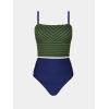 imageCUPSHE Womens Tankini Sets Square Neck Elastic High Waisted Two Piece Bathing Suits Adjustable Straps SwimwearOlive GreenNavy Striped