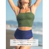 imageCUPSHE Womens Tankini Sets Square Neck Elastic High Waisted Two Piece Bathing Suits Adjustable Straps SwimwearOlive GreenNavy Striped