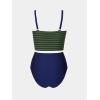 imageCUPSHE Womens Tankini Sets Square Neck Elastic High Waisted Two Piece Bathing Suits Adjustable Straps SwimwearOlive GreenNavy Striped