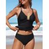 imageCUPSHE Womens Tankini Sets V Neck Two Piece Bathing Suits Neon Streak Adjustable Straps Ruched Shell StitchedBlackNeon