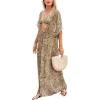 imageCUPSHE Kimono Swimsuit Coverup for Women Open Front Striped Maxi Cardigan Beach Cover UpGrass Green Patterned