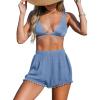 imageCUPSHE Women Swim Cover Up Shorts High Rise Tassel Beach Coverups Shorts for SwimwearBlue