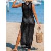 imageCUPSHE Women Cutout Bodycon Maxi CoverUp Dress Crew Neck Sleeveless Cover Up SummerBlack