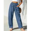 imageCUPSHE Women Pants Patch Pocket Tapered Leg Elastic Waist Long Pant Casual BeachBlue