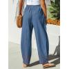 imageCUPSHE Women Pants Patch Pocket Tapered Leg Elastic Waist Long Pant Casual BeachBlue