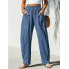 imageCUPSHE Women Pants Patch Pocket Tapered Leg Elastic Waist Long Pant Casual BeachBlue