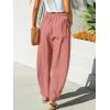 imageCUPSHE Women Pants Patch Pocket Tapered Leg Elastic Waist Long Pant Casual BeachBrick Red