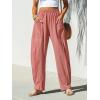 imageCUPSHE Women Pants Patch Pocket Tapered Leg Elastic Waist Long Pant Casual BeachBrick Red