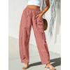 imageCUPSHE Women Pants Patch Pocket Tapered Leg Elastic Waist Long Pant Casual BeachBrick Red