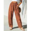 imageCUPSHE Women Pants Patch Pocket Tapered Leg Elastic Waist Long Pant Casual BeachBrown