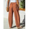 imageCUPSHE Women Pants Patch Pocket Tapered Leg Elastic Waist Long Pant Casual BeachBrown