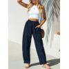 imageCUPSHE Women Pants Patch Pocket Tapered Leg Elastic Waist Long Pant Casual BeachDark Blue