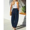 imageCUPSHE Women Pants Patch Pocket Tapered Leg Elastic Waist Long Pant Casual BeachDark Blue