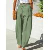 imageCUPSHE Women Pants Patch Pocket Tapered Leg Elastic Waist Long Pant Casual BeachDark Green