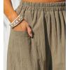 imageCUPSHE Women Pants Patch Pocket Tapered Leg Elastic Waist Long Pant Casual BeachKhaki
