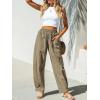 imageCUPSHE Women Pants Patch Pocket Tapered Leg Elastic Waist Long Pant Casual BeachKhaki