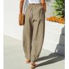 imageCUPSHE Women Pants Patch Pocket Tapered Leg Elastic Waist Long Pant Casual BeachKhaki