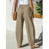 imageCUPSHE Women Pants Patch Pocket Tapered Leg Elastic Waist Long Pant Casual BeachKhaki