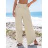 imageCUPSHE Women Pants Smocked Waist Straight Leg Ruffle Cuffs Loose Fit Pant Casual BeachBeige