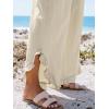 imageCUPSHE Women Pants Smocked Waist Straight Leg Ruffle Cuffs Loose Fit Pant Casual BeachBeige