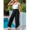 imageCUPSHE Women Pants Smocked Waist Straight Leg Ruffle Cuffs Loose Fit Pant Casual BeachBlack