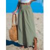imageCUPSHE Women Pants Smocked Waist Straight Leg Ruffle Cuffs Loose Fit Pant Casual BeachGreen