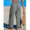imageCUPSHE Women Pants Smocked Waist Straight Leg Ruffle Cuffs Loose Fit Pant Casual BeachGrey