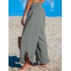 imageCUPSHE Women Pants Smocked Waist Straight Leg Ruffle Cuffs Loose Fit Pant Casual BeachGrey